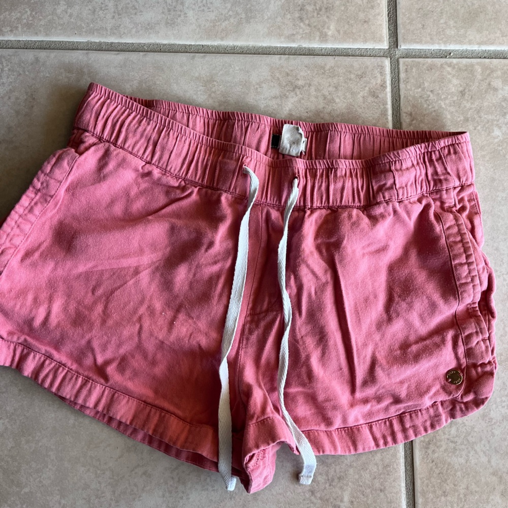 Roxy Pink Elastic Waist Drawstring Athletic Shorts
